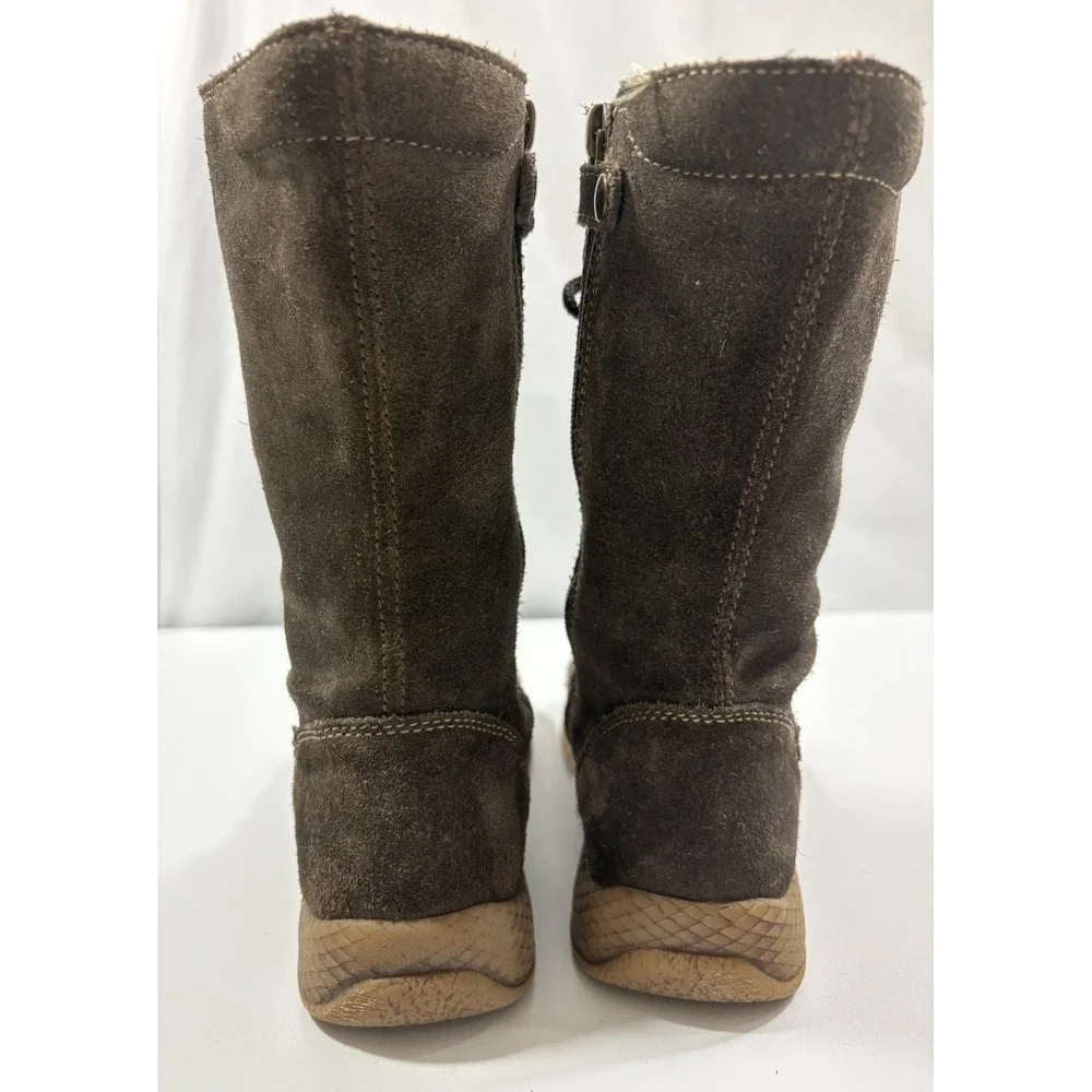 Primigi Kids Brown Suede Lace Up Tall Boots Side Zip EU 32 US 1 Little Kid